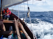 faering with reefed sail, Norway